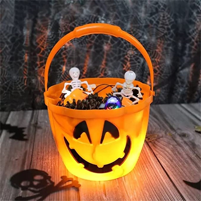Halloween plastic glow pumpkin bucket