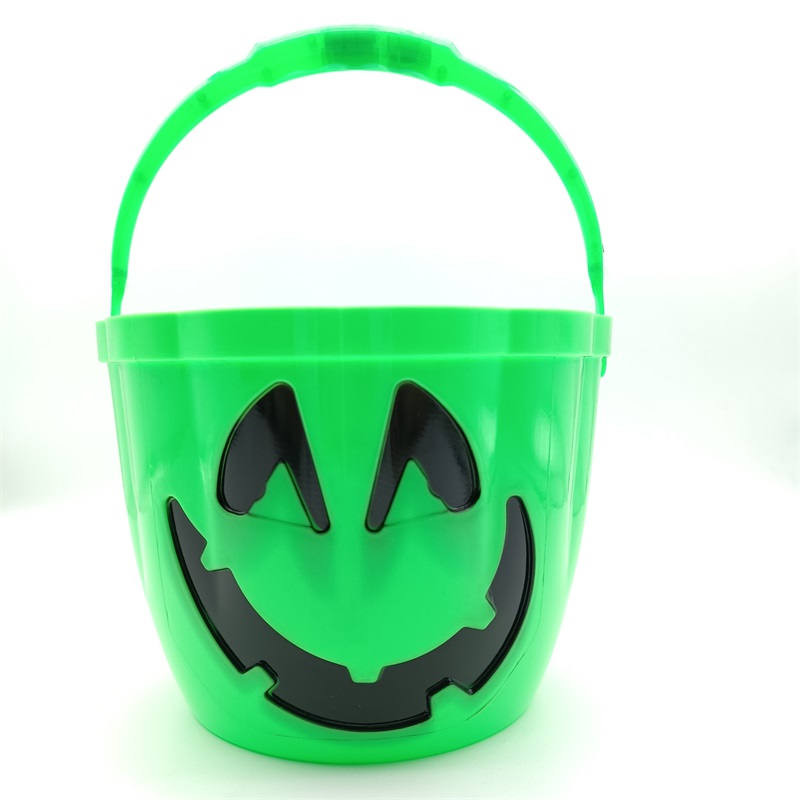 Halloween Plastic Glow Green Pumpkin Bucket