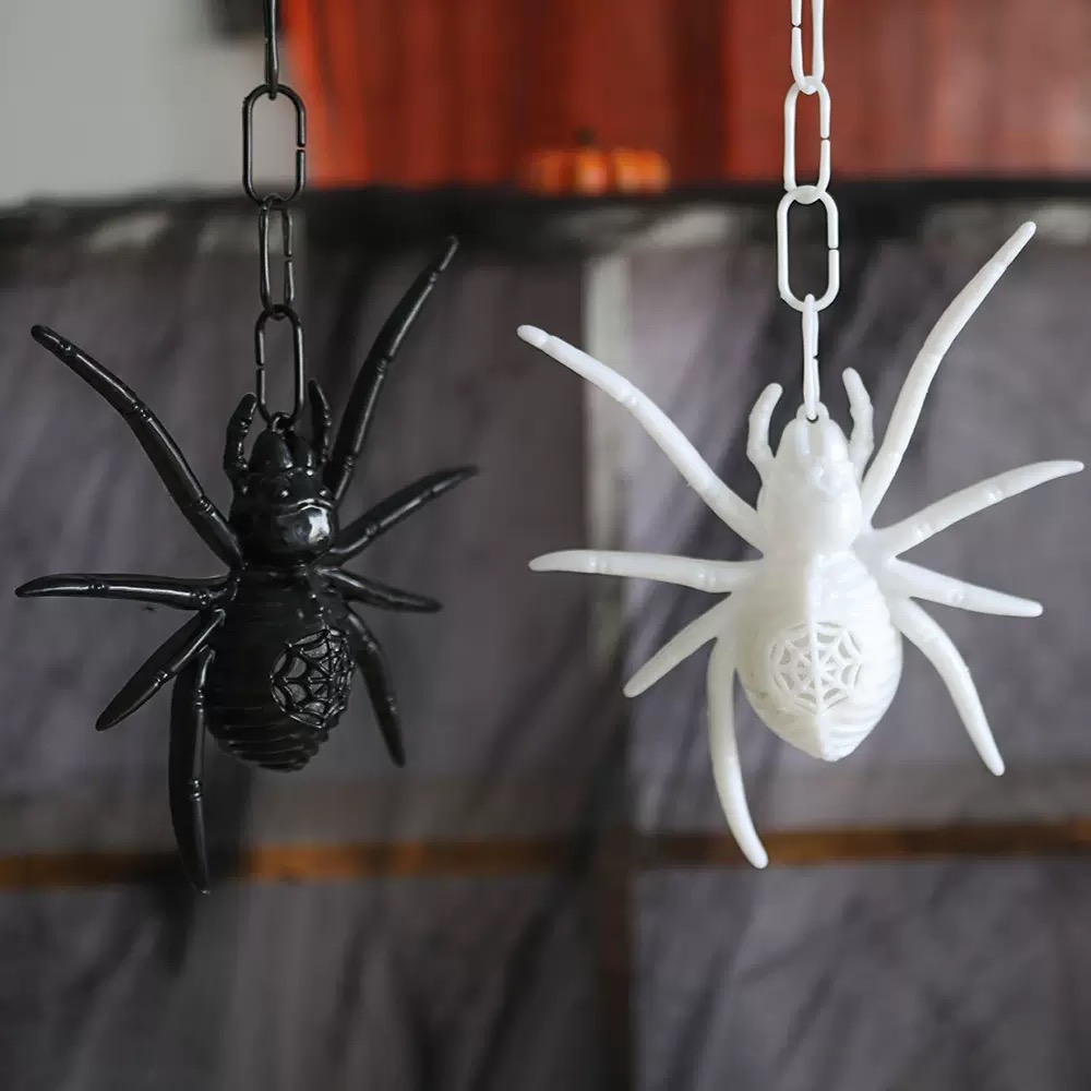 Halloween creative black and white spider glowing decorative props
