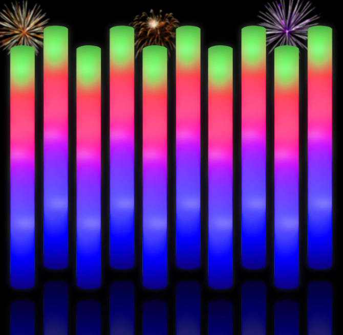 Bulk light-emitting sticks,20 LED light-emitting foam sticks in 3 modes of flashing, light-emitting party products suitable for weddings, birthdays, revelries, concerts, camping, New Year, carnival, Halloween and Christmas